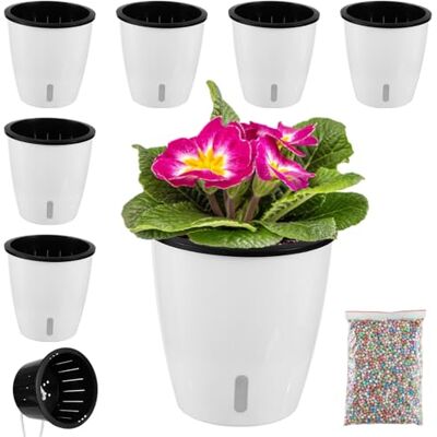 Planterhoma 13 cm självvattnande krukor för inomhusväxter, 6 paket afrikanska violetta krukor med indikator, svart vekpanna med dräneringshål, självvattnande planterare för orkidé, djävulens murgröna Planterhoma 13 cm självvattnande krukor för inomhusväxter, 6 paket afrikanska violetta krukor med indikator, svart vekpanna med dräneringshål, självvattnande planterare för orkidé, djävulens murgröna