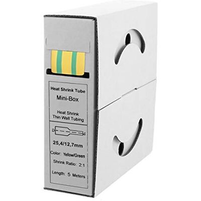 Offgridtec 5 m krympslang 25,4 mm >12,7 mm gul/grön dispenserbox verkstad bil Offgridtec 5 m krympslang 25,4 mm >12,7 mm gul/grön dispenserbox verkstad bil