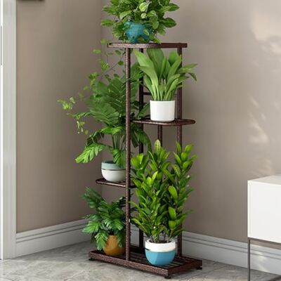 Zstar Blomhylla med 4 nivåer, växthylla, blomställ, blombänk, metall, blomtrappa, växthylla, för inomhus, trädgård, balkong, dekoration, brons, guld, blomma Zstar Blomhylla med 4 nivåer, växthylla, blomställ, blombänk, metall, blomtrappa, växthylla, för inomhus, trädgård, balkong, dekoration, brons, guld, blomma