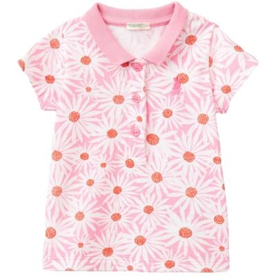 Benetton Modell 56 Ljus rosa floral polo - Polotröja Benetton Modell 56 Ljus rosa floral polo - Polotröja