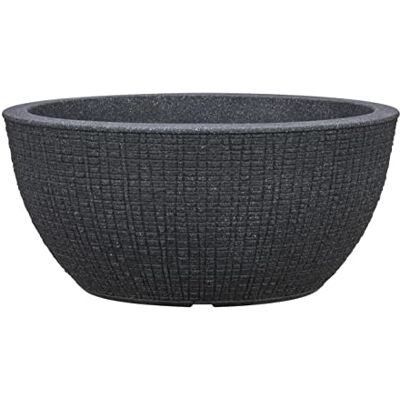 Scheurich Barceo Bowl 40, växtskål/blomkruka/växtskål, rund, färg: Stony svart, tillverkad med återvunnen plast, 10 års garanti, för utomhusbruk, 18 Scheurich Barceo Bowl 40, växtskål/blomkruka/växtskål, rund, färg: Stony svart, tillverkad med återvunnen plast, 10 års garanti, för utomhusbruk, 18