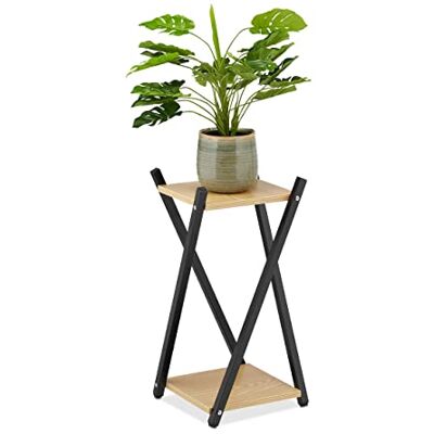 Relaxdays blomställ, 2 våningar i träutseende, metall, MDF, modern blompall, 57 x 29 x 29 cm, svart/ljusbrun Relaxdays blomställ, 2 våningar i träutseende, metall, MDF, modern blompall, 57 x 29 x 29 cm, svart/ljusbrun