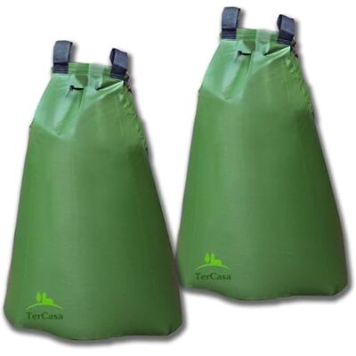 TerCasa 998112 Bevattningssäck för träd 75 liter, med 2 vattensäckar av robust PVC, vattenpåse för skonsam bevattning över 11 timmar, trädpåsar med dragkedja och bärslingor TerCasa 998112 Bevattningssäck för träd 75 liter, med 2 vattensäckar av robust PVC, vattenpåse för skonsam bevattning över 11 timmar, trädpåsar med dragkedja och bärslingor