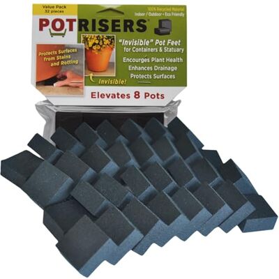 POTRISERS (32-pack – standardstorlek – osynliga krukfötter höjer upp till 8 blomkrukor eller statyar, gummi, svart, 32-pack POTRISERS (32-pack – standardstorlek – osynliga krukfötter höjer upp till 8 blomkrukor eller statyar, gummi, svart, 32-pack