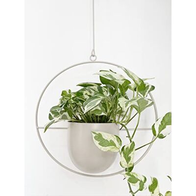 RISEON Boho vit växthängare i metall, metallvägg och takhängande planterare, modern planterare, 50-tals blomkrukhållare, minimalistisk planterare för inomhus utomhus heminredning .. RISEON Boho vit växthängare i metall, metallvägg och takhängande planterare, modern planterare, 50-tals blomkrukhållare, minimalistisk planterare för inomhus utomhus heminredning ..