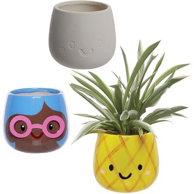 Baker Ross WA155 Keramiska blomkrukor med gräs – 3-pack, keramiska krukor för dekoration och odling av växter Baker Ross WA155 Keramiska blomkrukor med gräs – 3-pack, keramiska krukor för dekoration och odling av växter
