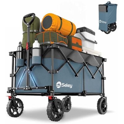 Sekey XXL Plus rullvagn vikbar 200 l 200 kg lastkraft, vikbar rullvagn terrängsäker med bromsar, handvagn patenterad vikbar från fyra riktningar, XXL-PlusG 4010, blå Sekey XXL Plus rullvagn vikbar 200 l 200 kg lastkraft, vikbar rullvagn terrängsäker med bromsar, handvagn patenterad vikbar från fyra riktningar, XXL-PlusG 4010, blå