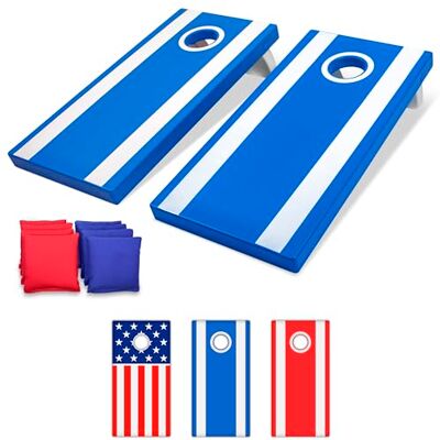 GoSports 4'X2' allvädersspelsset – inkluderar 8 bönpåsar och regler (välj mellan amerikanska flaggan, röda och blå mönster) GoSports 4'X2' allvädersspelsset – inkluderar 8 bönpåsar och regler (välj mellan amerikanska flaggan, röda och blå mönster)