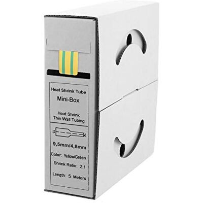 Offgridtec 5 m krympslang 9,5 mm >4,8 mm gul/grön dispenserbox verkstad bil 2:1 Offgridtec 5 m krympslang 9,5 mm >4,8 mm gul/grön dispenserbox verkstad bil 2:1