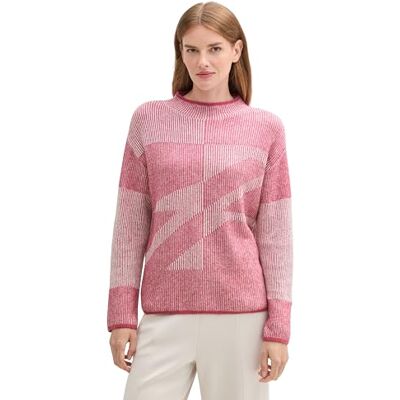 TOM TAILOR damtröja, 37005 – rosa rutig struktur stickad, S TOM TAILOR damtröja, 37005 – rosa rutig struktur stickad, S