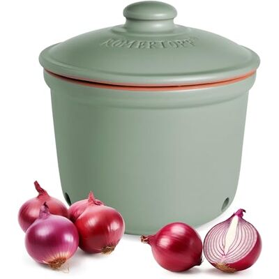 Römertopf Romersk kruka färsk kruka MAXI 2,8 liter – keramisk lökkruka – ventilerande lera håller grönsaker fräscha längre – perfekt luftcirkulation – grön Römertopf Romersk kruka färsk kruka MAXI 2,8 liter – keramisk lökkruka – ventilerande lera håller grönsaker fräscha längre – perfekt luftcirkulation – grön
