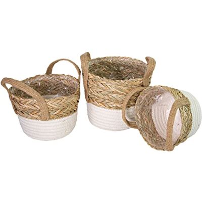 riffelmacher & weinberger christbaumschmuck-fabrik gmbh&co.kg Räffmacher 01105 – Flätad växtkorg-set, 3 stycken, planteringskruka med folieinsats, vävda krukor i boho-look, present till inflyttningsgåva riffelmacher & weinberger christbaumschmuck-fabrik gmbh&co.kg Räffmacher 01105 – Flätad växtkorg-set, 3 stycken, planteringskruka med folieinsats, vävda krukor i boho-look, present till inflyttningsgåva