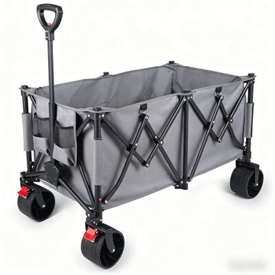 YEAUPE PRO Vikbar transportvagn 170 l och 150 kg Kundvagn med justerbart handtag Perfekt för flyttning, trädgård och camping Grå YEAUPE PRO Vikbar transportvagn 170 l och 150 kg Kundvagn med justerbart handtag Perfekt för flyttning, trädgård och camping Grå