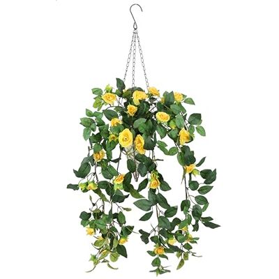 Flair Flower Konstgjord rosberlock 80 cm med metallkorg och hängande enhet, gul Flair Flower Konstgjord rosberlock 80 cm med metallkorg och hängande enhet, gul
