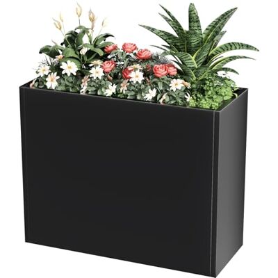 Nessxa Tall Metal Cube Planter for Outdoor Plants 36" L x 12" W x 26" H, Heavy Duty Steel Large Planter Box with Removable Insert Shelf, Modern Décor for Tall Plants, Trees, Flowers (Black) Nessxa Tall Metal Cube Planter for Outdoor Plants 36" L x 12" W x 26" H, Heavy Duty Steel Large Planter Box with Removable Insert Shelf, Modern Décor for Tall Plants, Trees, Flowers (Black)