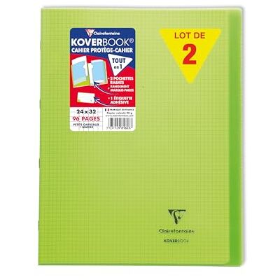 Clairefontaine 981603C en uppsättning med 10 gröna Koverbook häftade anteckningsböcker 24 x 32 cm 96 små rutor med marginal 90 g vitt papper polyproomslag Clairefontaine 981603C en uppsättning med 10 gröna Koverbook häftade anteckningsböcker 24 x 32 cm 96 små rutor med marginal 90 g vitt papper polyproomslag