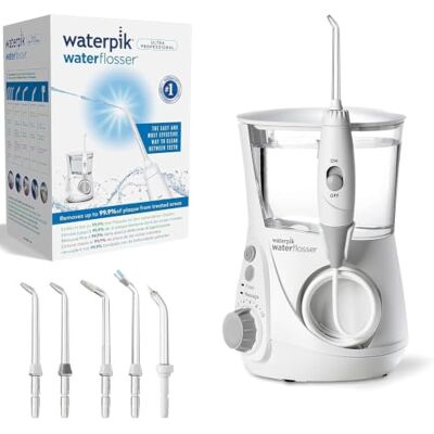 Waterpik Ultra Professional Water Flosser, Mundusch Med 6 Munstycken Och Avancerad Kontroll Av Vattentrycket Med 10 Inställningar, Verktyg För Att Avlägsna Plack, Vit (WP-660EU) Waterpik Ultra Professional Water Flosser, Mundusch Med 6 Munstycken Och Avancerad Kontroll Av Vattentrycket Med 10 Inställningar, Verktyg För Att Avlägsna Plack, Vit (WP-660EU)