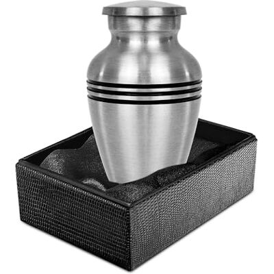 Trupoint Memorials Small Urns for Human Ashes Keepsake, Pewter Decorative Mini Cremation Urn for Adult Men and Women, Silver Lining Trupoint Memorials Small Urns for Human Ashes Keepsake, Pewter Decorative Mini Cremation Urn for Adult Men and Women, Silver Lining