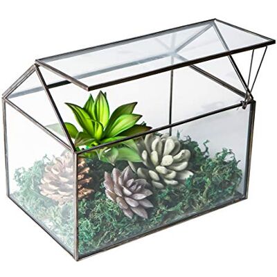 Levilan WONSUN Husform nära glas geometriskt terrarium bord suckulent växt hus trädgård geo planterare mossa ormbunke gunglock reptil, blomkruka för växter suckulent, luftväxt (svart) Levilan WONSUN Husform nära glas geometriskt terrarium bord suckulent växt hus trädgård geo planterare mossa ormbunke gunglock reptil, blomkruka för växter suckulent, luftväxt (svart)
