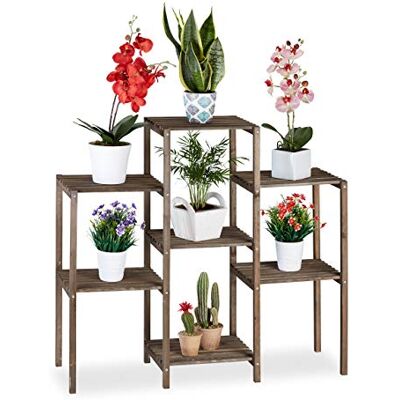 Relaxdays växthylla med 7 hyllplan, hylla för krukor, växter och blommor, växtställ av trä, brun Relaxdays växthylla med 7 hyllplan, hylla för krukor, växter och blommor, växtställ av trä, brun