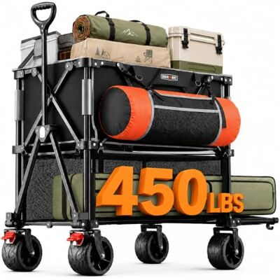 OVERMONT 400 l hopfällbar vagn med två våningar – hopfällbar vagn med stor kapacitet – 132 cm förlängning, stora offroadhjul för camping, fotbollsmatch, sportevenemang, stöder upp till 204 kg OVERMONT 400 l hopfällbar vagn med två våningar – hopfällbar vagn med stor kapacitet – 132 cm förlängning, stora offroadhjul för camping, fotbollsmatch, sportevenemang, stöder upp till 204 kg