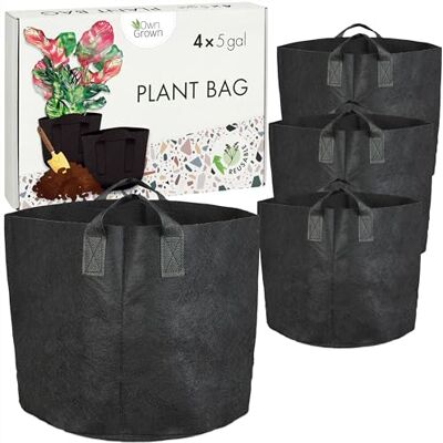 OwnGrown Odlingspåsar för egenodling: 4 x 20 l växtpåsar för balkong och trädgårdsväxter – potatisodlingsväskor – vattengenomträngliga trädgårdsplanterare – grönsaks- och trädgårdsplanteringspåse 20 l – OwnGrown Odlingspåsar för egenodling: 4 x 20 l växtpåsar för balkong och trädgårdsväxter – potatisodlingsväskor – vattengenomträngliga trädgårdsplanterare – grönsaks- och trädgårdsplanteringspåse 20 l –