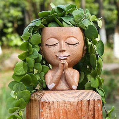 ZJ Whoest Ansiktsplanterare krukor suckulenta planterare blomkruka söt huvud planterare kruka planterare för inomhus utomhusväxter ZJ Whoest Ansiktsplanterare krukor suckulenta planterare blomkruka söt huvud planterare kruka planterare för inomhus utomhusväxter