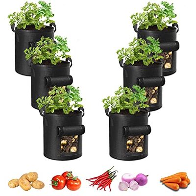 Adorma 6-pack 10 gallon potatisodlingspåsar, kraftiga tygkrukor med handtag, 300 g förtjockade icke-vävda krukor för växter Adorma 6-pack 10 gallon potatisodlingspåsar, kraftiga tygkrukor med handtag, 300 g förtjockade icke-vävda krukor för växter