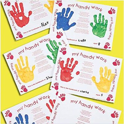 Baker Ross MH316 Handavtryck bordsunderlägg (paket med 10), vit, 37 cm x 26 cm Baker Ross MH316 Handavtryck bordsunderlägg (paket med 10), vit, 37 cm x 26 cm