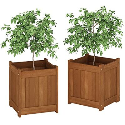 Furinno Tioman lövträ utomhus blomlåda, planteringsställ i teakolja, naturlig, 2-pack Furinno Tioman lövträ utomhus blomlåda, planteringsställ i teakolja, naturlig, 2-pack