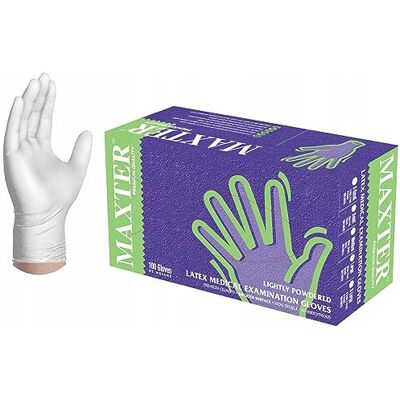 Maxter unisex st., storlek Latex engångshandske pulverlackerad 100 st grön, vit, M EU Maxter unisex st., storlek Latex engångshandske pulverlackerad 100 st grön, vit, M EU