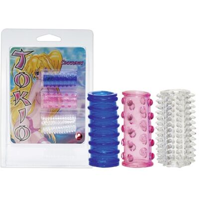 Orion You2Toys Tokio Silikon 3er Set Penis Slida, Transparent/Rosa/Blå, 4,5 cm Orion You2Toys Tokio Silikon 3er Set Penis Slida, Transparent/Rosa/Blå, 4,5 cm
