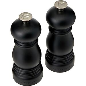 Le Creuset Klassiskt set med salt- och pepparkvarn, personlig användning, flisbeständig ABS-plast, korrosionsskydd, 11 cm, matt svart, 4490011000000