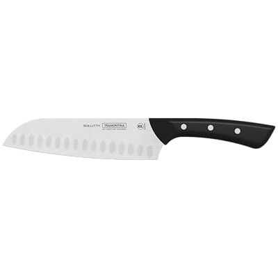 Tramontina SOLUTTA Santokukniv, 18 cm, kockkniv av rostfritt stål, kullslipning, diskmaskinssäker, NSF-certifierad, 10 års garanti Tramontina SOLUTTA Santokukniv, 18 cm, kockkniv av rostfritt stål, kullslipning, diskmaskinssäker, NSF-certifierad, 10 års garanti