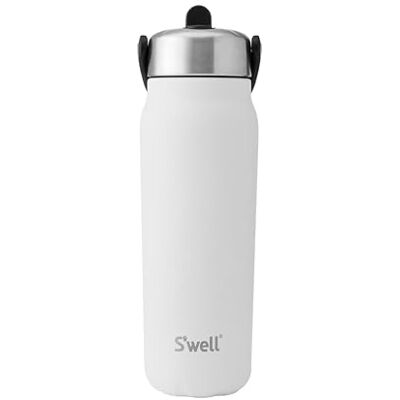 S'well Recycled Stainless Steel Explorer med flip-sugrörslock, 700 ml, White Moonstone, vakuumisolerade behållare med tre lager som håller drycker kalla i 36 timmar och varma i 8 timmar, BPA-fri S'well Recycled Stainless Steel Explorer med flip-sugrörslock, 700 ml, White Moonstone, vakuumisolerade behållare med tre lager som håller drycker kalla i 36 timmar och varma i 8 timmar, BPA-fri
