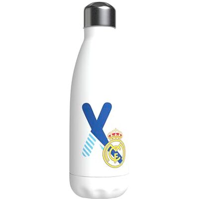 CYP Real Madrid vattenflaska i rostfritt stål, hermetisk förslutning, med bokstaven X-design i blått, 550 ml, vit färg, officiell produkt ( Brands) CYP Real Madrid vattenflaska i rostfritt stål, hermetisk förslutning, med bokstaven X-design i blått, 550 ml, vit färg, officiell produkt ( Brands)