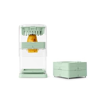 Brabantia Tasty+ Potatischips Rostfritt stål chipskärare med 3 utbytbara blad Ergonomisk design 5 års garanti Jadegrön Brabantia Tasty+ Potatischips Rostfritt stål chipskärare med 3 utbytbara blad Ergonomisk design 5 års garanti Jadegrön
