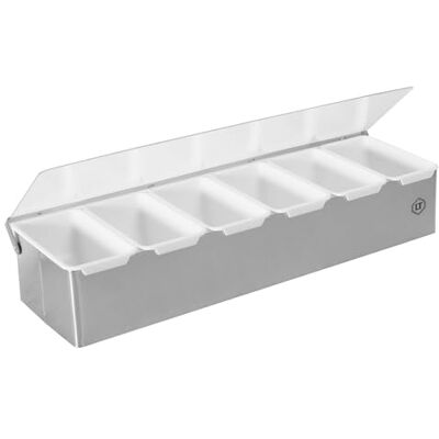 Louis Tellier krydd- och kryddlåda med 6 fack rostfritt stål praktisk display och dispenser för kryddor, ingredienser och pålägg till hands Professionell kvalitet Louis Tellier krydd- och kryddlåda med 6 fack rostfritt stål praktisk display och dispenser för kryddor, ingredienser och pålägg till hands Professionell kvalitet