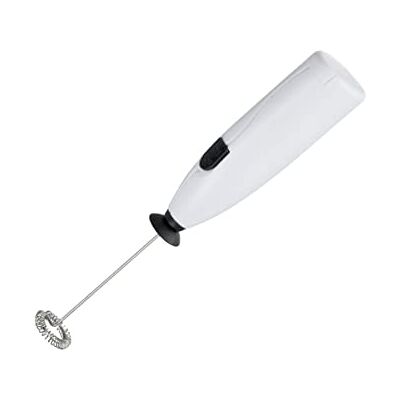 FACKELMANN 42317 Mjölkskummare, visp med funktionell del i rostfritt stål, kökshjälp för tillverkning av mjölkskum (färg: silver/vit), antal: 1 st, 19,5 x 3,5 x 2,5 cm FACKELMANN 42317 Mjölkskummare, visp med funktionell del i rostfritt stål, kökshjälp för tillverkning av mjölkskum (färg: silver/vit), antal: 1 st, 19,5 x 3,5 x 2,5 cm