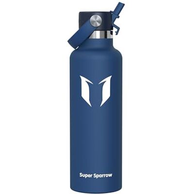 Super Sparrow Sparrow Vattenflaska 750ml Rostfritt Stål Metall Termos Flaska med Sugrör Super Sparrow Sparrow Vattenflaska 750ml Rostfritt Stål Metall Termos Flaska med Sugrör