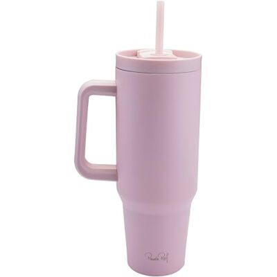 FACKELMANN x Pamela Mognad, isolerande dryckeskopp 1 200 ml – läckagesäker termosmugg med keramisk beläggning, dubbelväggig rostfritt stål för varma och kalla drycker, med handtag och sugrör FACKELMANN x Pamela Mognad, isolerande dryckeskopp 1 200 ml – läckagesäker termosmugg med keramisk beläggning, dubbelväggig rostfritt stål för varma och kalla drycker, med handtag och sugrör