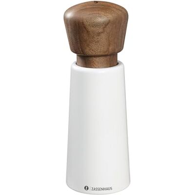 Zassenhaus Norderney, målad bokträ, kvarnhuvud av valnöt, steglöst justerbar högpresterande keramisk kvarn, kryddkvarn för peppar, salt och örter, 18 cm, vit Zassenhaus Norderney, målad bokträ, kvarnhuvud av valnöt, steglöst justerbar högpresterande keramisk kvarn, kryddkvarn för peppar, salt och örter, 18 cm, vit