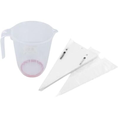 FACKELMANN Fm Professional 9936450 Set med 100 professionella engångsfickor och plastmätare, professionell hylsficka, 1 l mätglas med pip, plast, 50 x 28 cm FACKELMANN Fm Professional 9936450 Set med 100 professionella engångsfickor och plastmätare, professionell hylsficka, 1 l mätglas med pip, plast, 50 x 28 cm