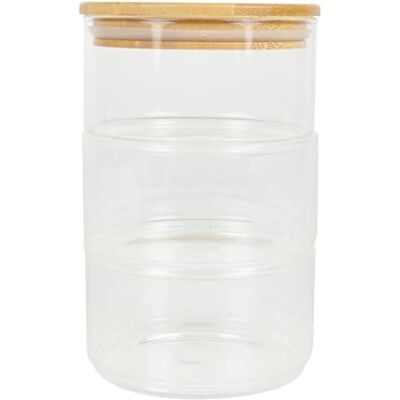 Birambeau Köksredskap glasburk 400 ml 3 fack förvaringslådor bambulock Birambeau Köksredskap glasburk 400 ml 3 fack förvaringslådor bambulock