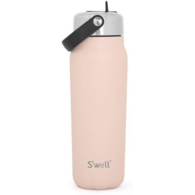 S'well Recycled Stainless Steel Explorer med flip-sugrörslock, 700 ml, rosa himalayasalt, vakuumisolerade behållare med tre lager som håller drycker kalla i 36 timmar och varma i 8 timmar, BPA-fri S'well Recycled Stainless Steel Explorer med flip-sugrörslock, 700 ml, rosa himalayasalt, vakuumisolerade behållare med tre lager som håller drycker kalla i 36 timmar och varma i 8 timmar, BPA-fri