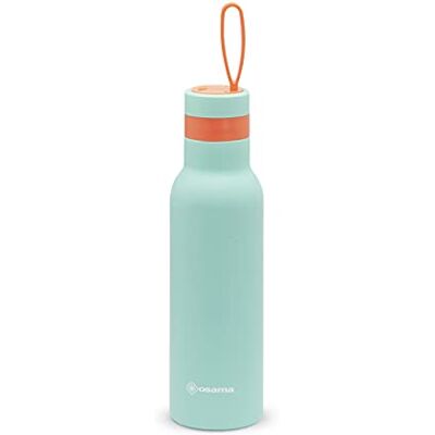 OSAMA BECOLOR, Antibakteriell termisk vattenflaska i rostfritt stål och silver, 500 ml Marin Vattengrön/Orange OSAMA BECOLOR, Antibakteriell termisk vattenflaska i rostfritt stål och silver, 500 ml Marin Vattengrön/Orange