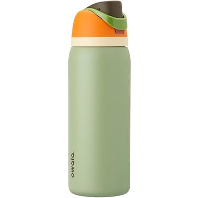 Owala FreeSip isolerad vattenflaska i rostfritt stål med sugrör för sport och resor, BPA-fri, 9,5 dl, orange/grön (kamouflage cool) Owala FreeSip isolerad vattenflaska i rostfritt stål med sugrör för sport och resor, BPA-fri, 9,5 dl, orange/grön (kamouflage cool)