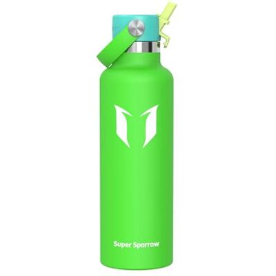 Super Sparrow Sparrow Vattenflaska 750ml Rostfritt Stål Metall Termos Flaska med Sugrör Super Sparrow Sparrow Vattenflaska 750ml Rostfritt Stål Metall Termos Flaska med Sugrör