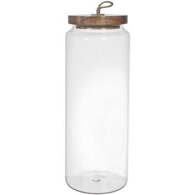HOME DECO FACTORY , KA0263 Glas med akaciatäck, elegant design för kök och förvaring, perfekt för örter och kryddor, höjd, färg transparent och brun, borsilikat, burk 27,5 cm HOME DECO FACTORY , KA0263 Glas med akaciatäck, elegant design för kök och förvaring, perfekt för örter och kryddor, höjd, färg transparent och brun, borsilikat, burk 27,5 cm