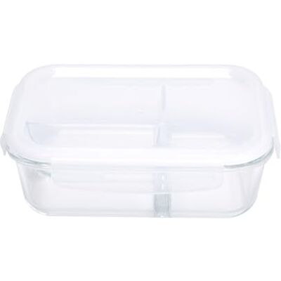 Garcia de Pou 6 stycken – behållare med lock 2 fack 1 000 ml 21 x 15,7 x 7,2 cm transparent glas Garcia de Pou 6 stycken – behållare med lock 2 fack 1 000 ml 21 x 15,7 x 7,2 cm transparent glas